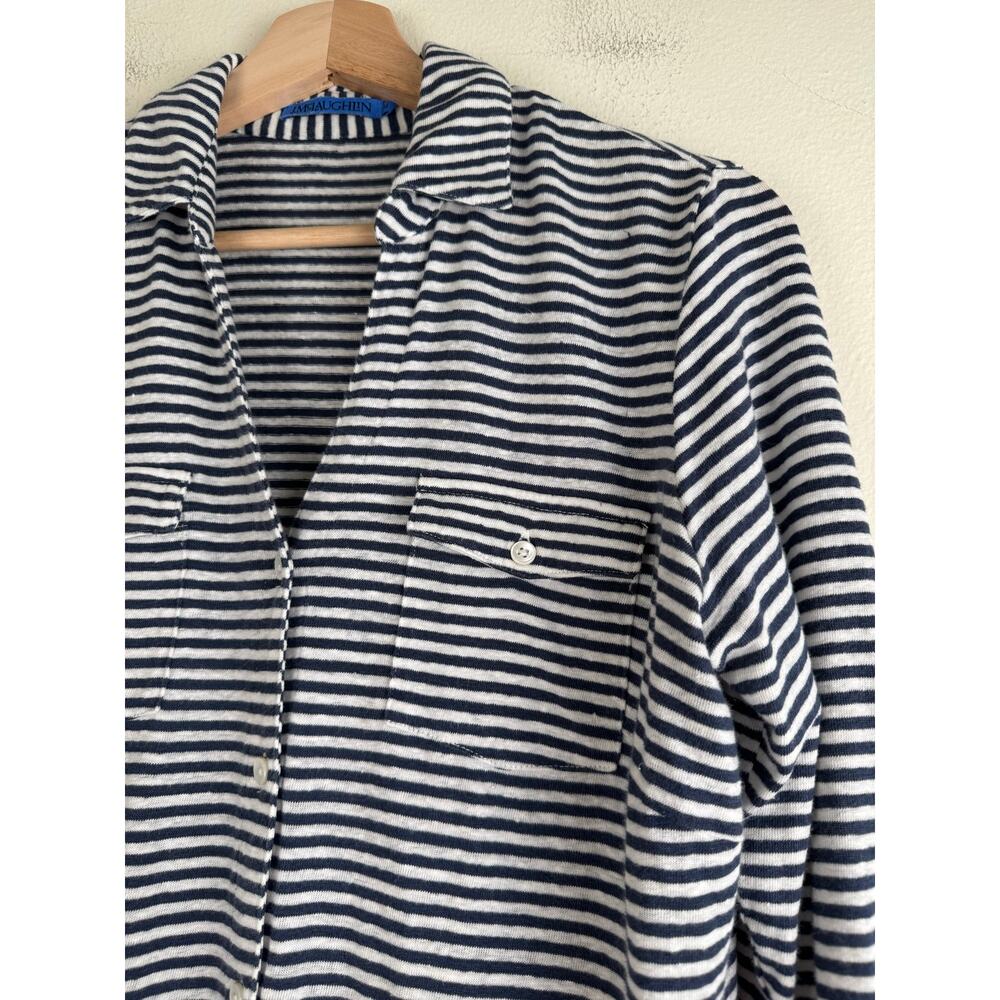 J.McLaughlin Brynn Stretch Linen Striped Button Down Shirt Medium - Picture 6 of 12